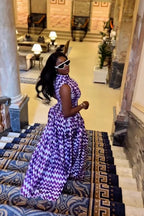 Purple Zigzag Print Maxi Dress