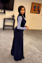 Smart Navy Layering Jumpsuit Set