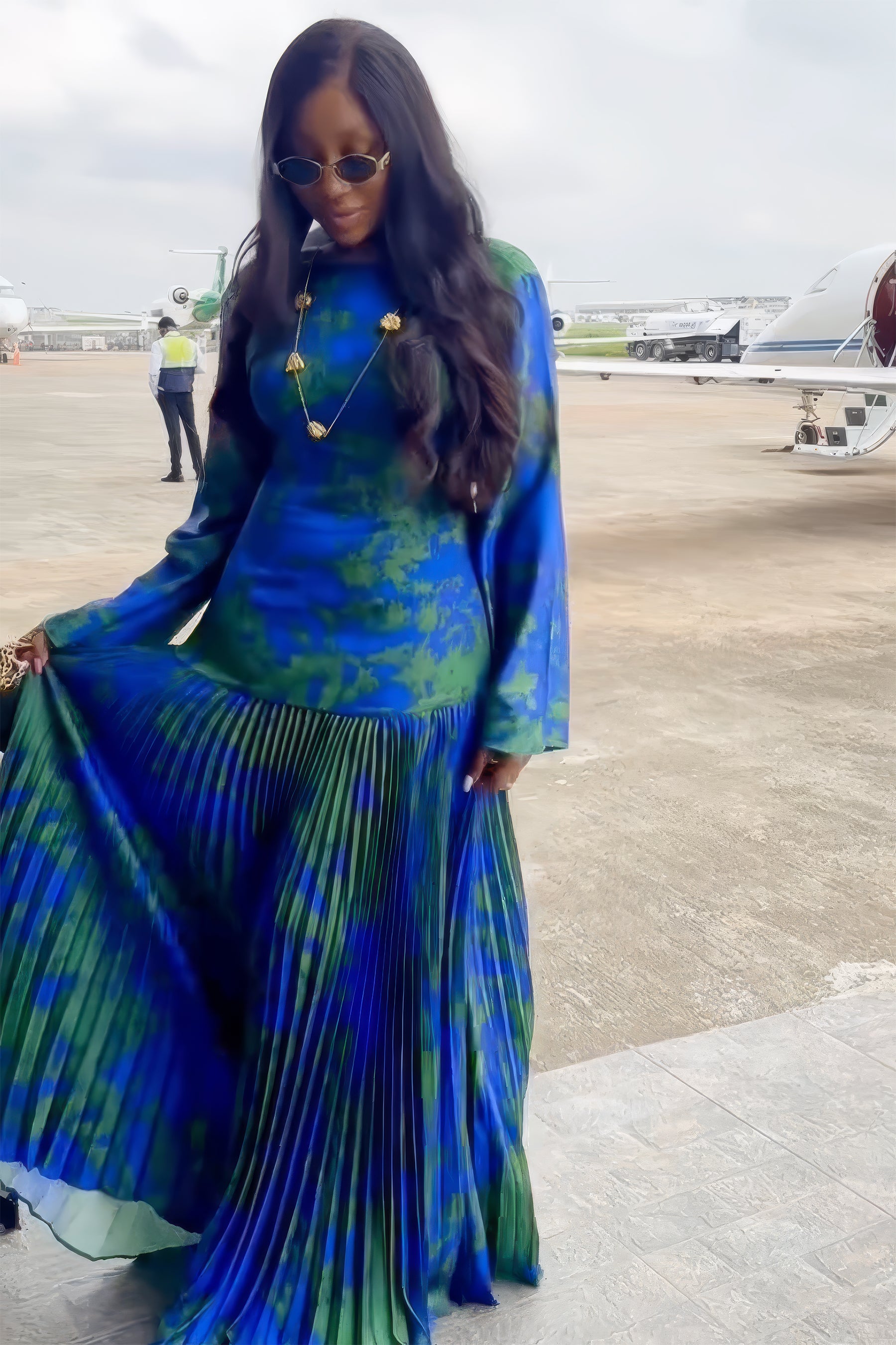 Sunflower Gold Pleated Maxi Dress