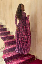 Geometric Print High Neck Maxi Dress