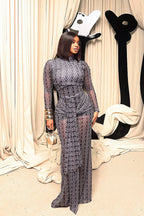 Letter Print Sheer Maxi Dress