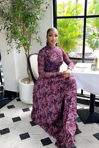 Tropical Print Mesh Maxi Dress