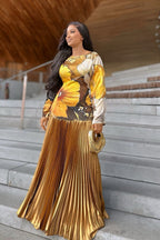 Sunflower Gold Pleated Maxi Dress