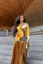 Sunflower Gold Pleated Maxi Dress