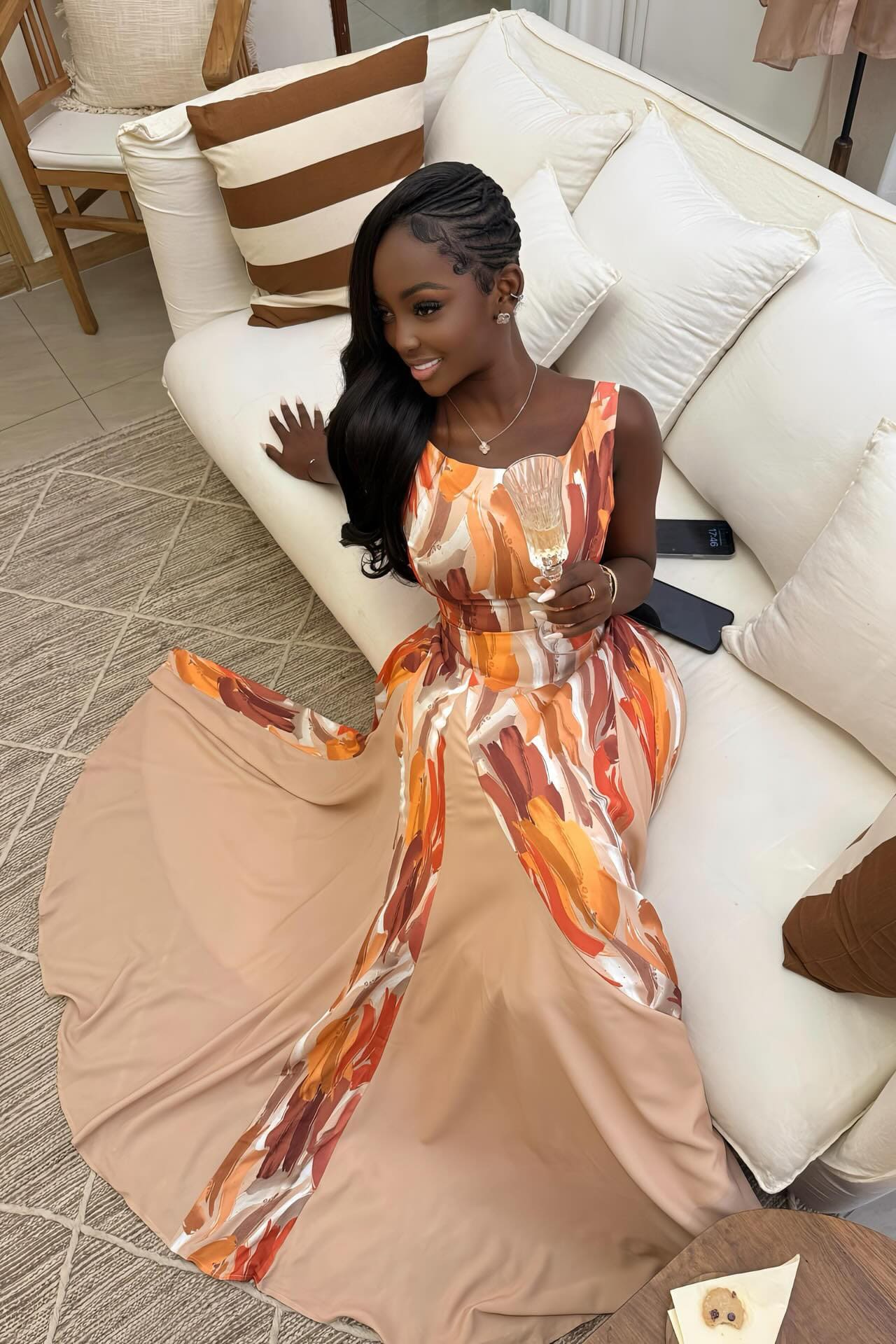 Artistic Print Maxi Dress