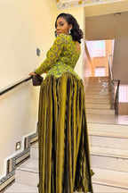 Mesh Panel Retro Pleated Maxi Dress