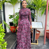 Tropical Print Mesh Maxi Dress